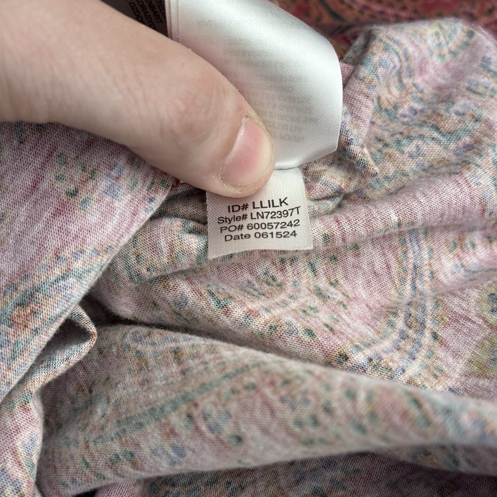 Lauren Ralph Lauren Pajama Top Burgundy Paisley LRL Crest women's  L - Picture 9 of 9